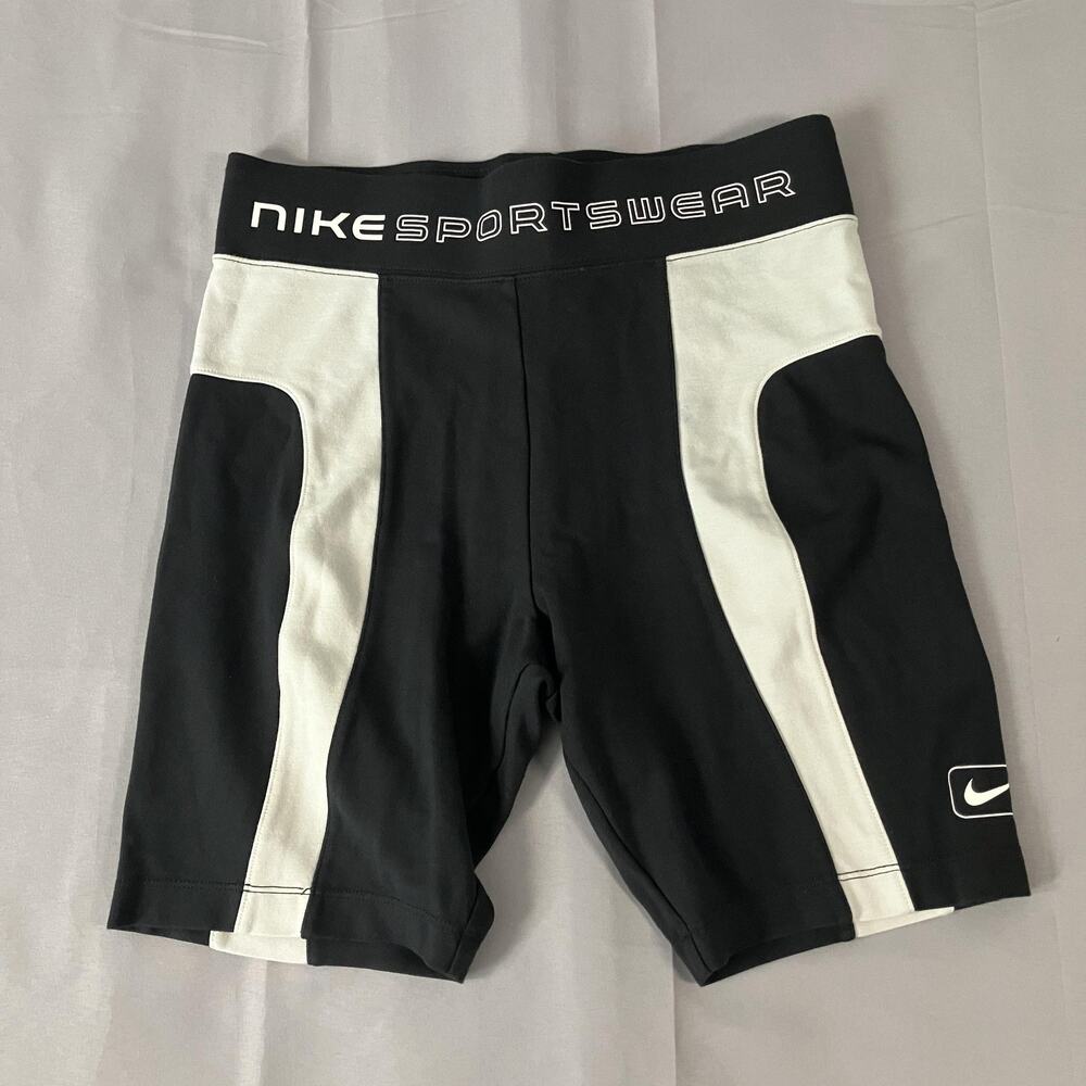 Nike‎ Sportswear Shorts Womens Small Black Gray CZ9771-010 Stretch Athletic Logo